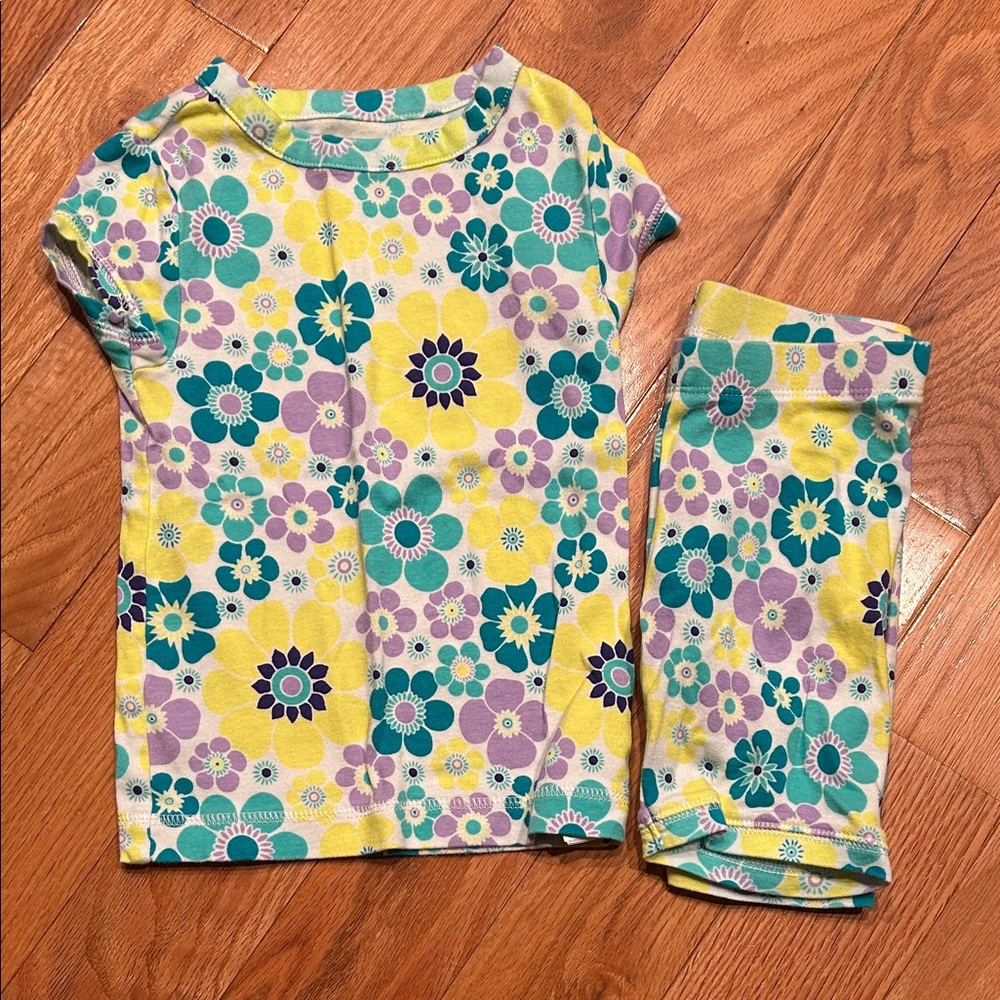 GAP Kids Floral Pajama Set in Yellow, Purple, and Green